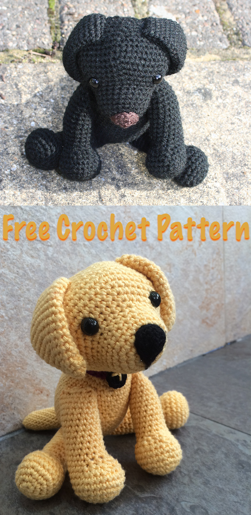 Free Crochet Lab Puppy Pattern. How to crochet your own toy Lab puppy, with simple instructions. By Lucy Kate Crochet.